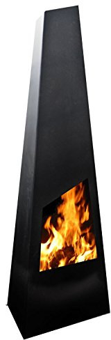 Original Garten Design-Feuerstelle Chingo Black, Garten-Kamin 190cm