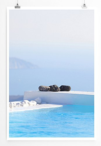 Eau Zone Bilder - Landschaft Natur – Moderner Swimming Pool Griechenland- Leinwand Kunstdrucke Wandbilder aus Deutschland
