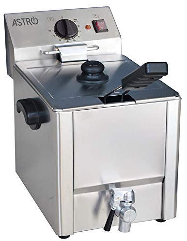 Astro Friteuse Professionnelle Électrique 8 L - 3300 W - Robinet de Vidange - Acier Inox