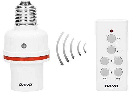 Orno GB-431 Presa Wireless E27 con Telecomando, Portata 30m, 230V