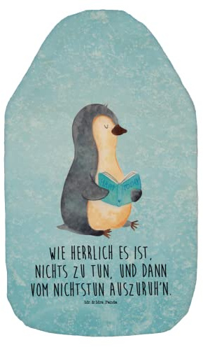 Mr. & Mrs. Panda Wärmflasche Pinguin Buch - Geschenk, Lesen, Wärmflaschenbezug, Pause, Kinderwärmflasche, Freizeit, Kleine Wärmflasche, entspannen,