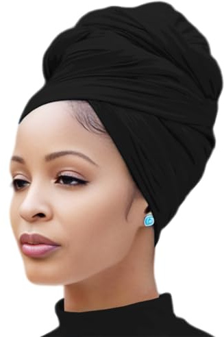 Nonbongoy Head Wraps for Black Women Stretch Headwraps Large Hair Wraps Hijab Scarves for Muslim Head Scarf Turban Headbands Black
