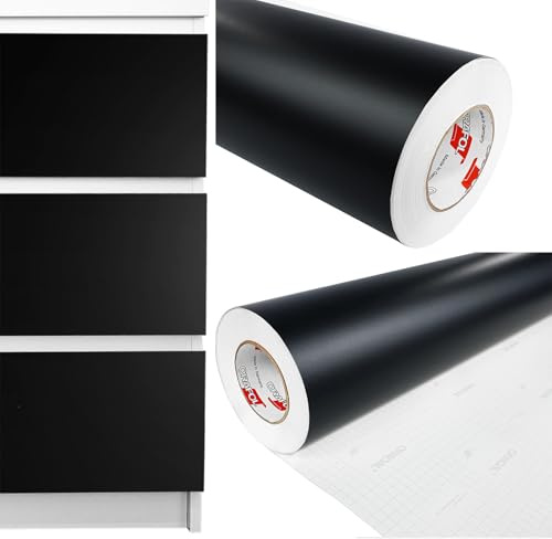 Möbelfolie selbstklebend 100x250 cm | Einfarbig Klebefolie für Möbel | Klebefolie Möbel - einfache Anwendung, ideal für die Renovierung von Küche oder Bad | Möbelfolie | Schwarz Matt