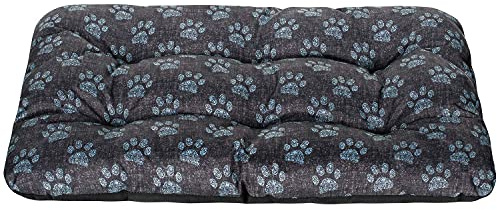 SuperKissen24. Hundebett Hundekissen Hundematratze Tierbett für Kleine, Mittlere und Grosse Hunde - Wasserdicht, Waschbar - Größe M - Schwarz und Grau - Pfoten aus flachs