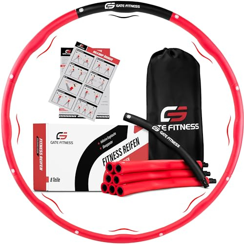 GATE FITNESS Hula Hoop Reifen Erwachsene und Kinder zum Abnehmen [1,2kg / 1,5kg / 2kg] | 6 bis 8 Segmente Hoola Reifen mit Wellendesign | Anfänger & Fortgeschrittene | Fitnessreifen mit Schaumstoff