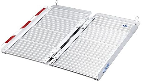 LIEKUMM Rollstuhlrampe Klappbar, 61 cm Rollstuhlrampe für Treppen, 300 kg Tragkraft Rampen für Rollstühle & Scooter, Aluminium Treppenrampe für Rollstuhl, Stufen, Bordsteine, Kinderwagen