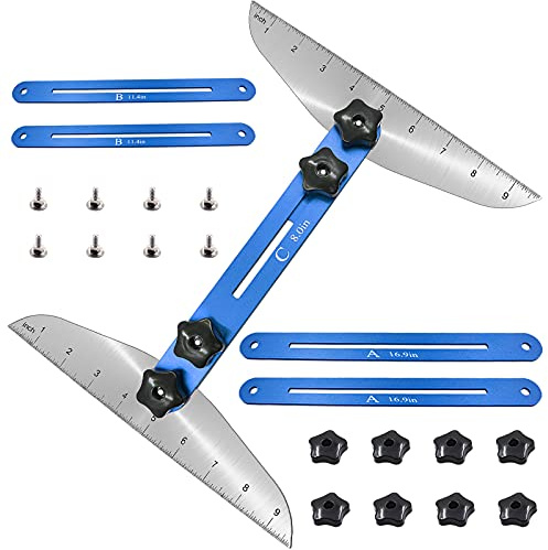 Stair Treads Gauge Template Tool - Stair Jig, Measuring Stair Tool, Shelf Scribe Tool for Stairs, Risers, Shelf and Cutting Drywall, 11.4In to 60.7In, Stair Tool Box