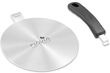FLOVIA COOK BY NATURE Induktion Adapterplatte 14cm, Induktionsdiffusor mit abnehmbarem Griff, Induktionskochfeld-Wärmediffusor für Kaffeemaschinen und Kochutensilien