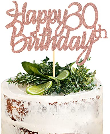 Sumerk 30 Tortenaufsätze zum 30. Geburtstag, Tortenaufsätze für Geburtstagsfeiern, Dekorationszubehör, Roségold, 1 Packung