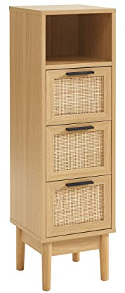BAÏTA Halbe Säule Amana, Rattangeflecht und Eichenoptik, Länge 30 cm, Beige