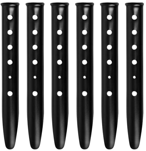 TRIWONDER Tältpinnar, metall, kraftiga sandpinnar, snö, tältpinnar, U-formade campingpinnar, aluminium, markpinnar, tältspikar för camping, picknick, strand (svart – U-formad – 31 cm)