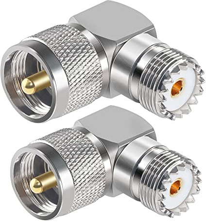 TUOLNK UHF-Stecker auf Buchse, rechtwinkliger Stecker, UHF-PL259-Stecker auf SO239-Buchse, 90 Grad, RF-Koaxialadapter, PL-259 L-Form, Koaxialadapter für Verlängerungskabel, 2 Stück
