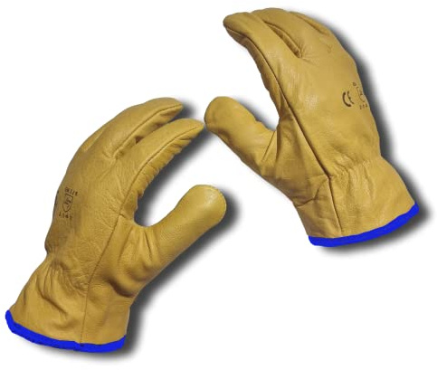 Premium Fleece gefütterte gelbe Leder Winter Thermo Kalt Arbeitshandschuhe PSA LKW 2 Paar (L 9)
