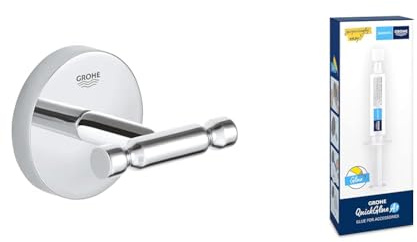 GROHE Start Cosmopolitan - Bademantelhaken + Kleber (Material: Metall, vedeckte Befestigung, zum Kleben oder Bohren), chrom, 41168000