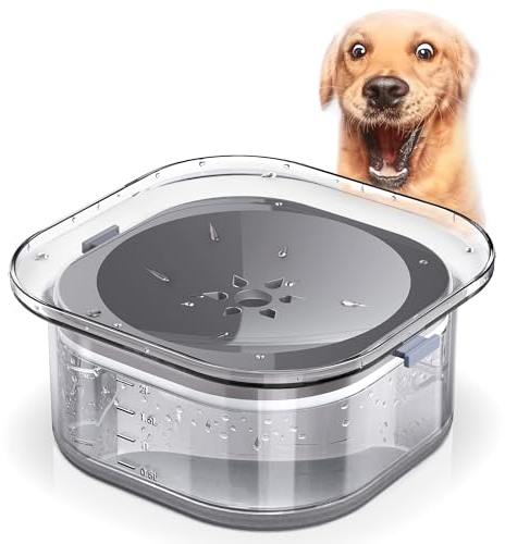 Decyam Non Spill Dog Water Bowl, Slow Water Feeder for Dogs, Spill Proof Transprent Dog Water Bowl, 2L / 70 oz Large Capacity Pet Water Dish for Dogs