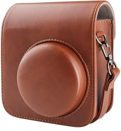 BriLumin Housse pour Fujifilm Mini 12, de Housse Protection en Cuir PU Compatible avec Instax Appareil Photo Instantané Mini (Brun)