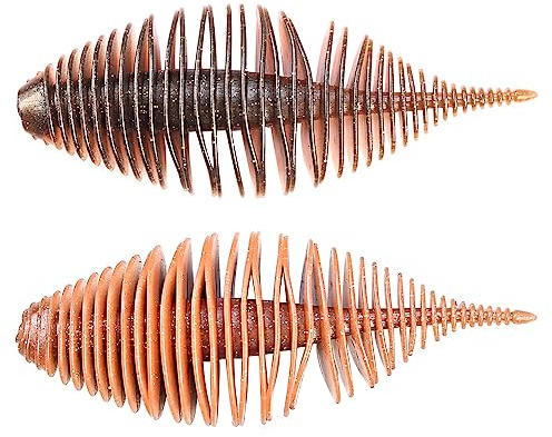 Gummifische Angelköder, Weichköder zum Angeln Worms Schwimmköder für Süßwasser Hecht Barsch Forelle Zander Köder, 75mm-4stk/ 100mm-2stk