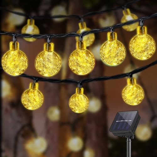 LQWELL® Catena di luci solari per esterni, giardino, luce a energia solare, 40 LED, 10 m, IP44, 8 modalità, per esterni, giardino, terrazza, balcone, feste, finestre (10M 40LED Bianco Caldo)