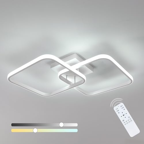Comely 50W 5625LM Plafoniera LED Soffitto Dimmerabile, Lampadario LED Soffitto con Telecomando 3000K-6500K 64cm, Moderna Plafoniera Quadrata per Camera da Letto Bagno Soggiorno Cucina Corridoio