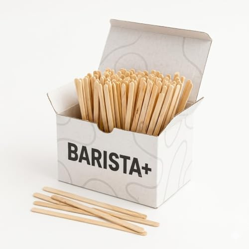 2000x Barista+ Premium Wooden Coffee Stirrers (Multiple Pack Sizes) Boxed Eco-Friendly Coffee Stirrers Suitable for All Hot Drinks Upgraded Coffee Sticks/Drink Stirrers (2000)