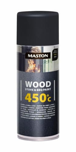 Maston Spray Paint Wood Stove & BBQ Black Metallic 450C 400ml