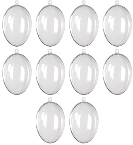 10 palline di plastica da riempire, palline di Natale in acrilico da riempire, decorazioni natalizie, 63 x 45 mm