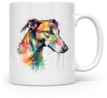 Anonymous Gifting Taza con impresión de perro en acuarela – hermosa taza impresa brillante – galgo