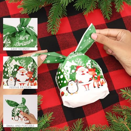 Belle Vous Weihnachtstüten (60er Pack) - Geschenktüten Weihnachten - Weihnachtstüten zum Befüllen - Geschenkbeutel für Süßigkeiten - Geschenktüte für Geburtstag Plätzchen
