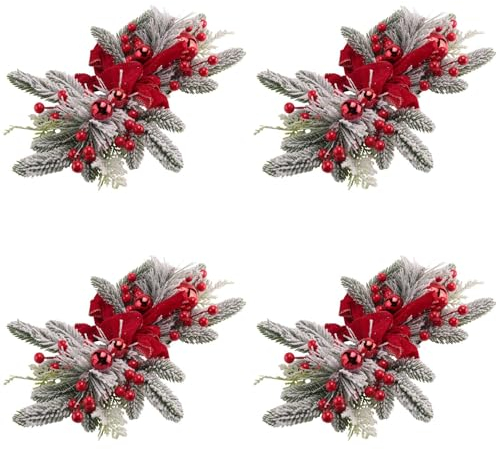 Janasiba , , Weihnachtsgirlande für , Tür, Kamin, Fenster, Außen, Innenbereich, Weihnachtsdekoration, Rot, 4 Stück