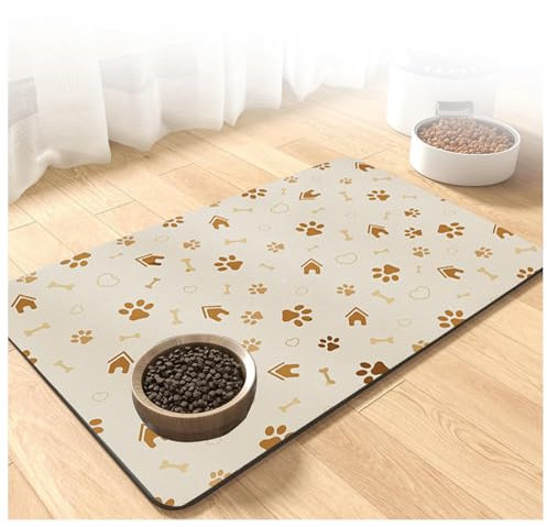 Saugfähige Hundenapf-Matte für Futter und Wasser, schnell trocknend, Gummi, leicht zu reinigen und keine Flecken, Hundematte für Futter und Wasser für Hund und Katze, D-40 x 60 cm