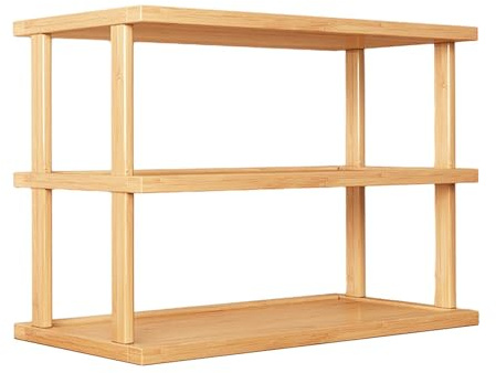 Folpus Étagère de Bureau, étagère de Rangement en Bois, présentoir à 2 Niveaux, bibliothèque pour dortoir et Cuisine, Brun
