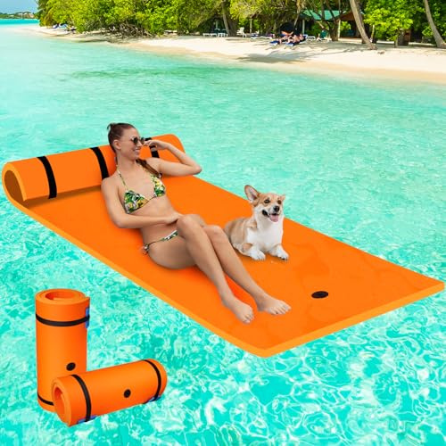 Matelas Flottant en Mousse XPE, 210 x 90/270 x 175CM Tapis d'eau en Mousse Enroulable Résistant à la Déchirure, Tapis Flottant Piscine de Charge 100-249KG, Hamac pour Bain de Soleil