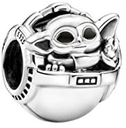 Charmes Grogu&Crib yoda Charmes pour Bracelets - Charms de Perles ajourées en Argent Sterling 925, charmes pour Bracelets et Colliers pour Femmes