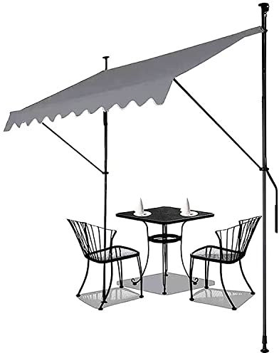 Terrassenmarkise, einziehbare Markise mit manueller Kurbel, Sonnenschutzdach für den Außenbereich, Fenstertürschutz für Balkon, Terrasse, Garten, Veranda, Grau, 4 m
