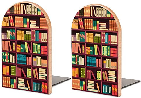 Bücherstützen im Retro-Stil, Vintage-Stil, 2 Stück, Buchstützen, Buchstützen, Ständer für Regale, Zuhause, Büro, Bibliothek, Arbeitszimmer, Dekoration, S