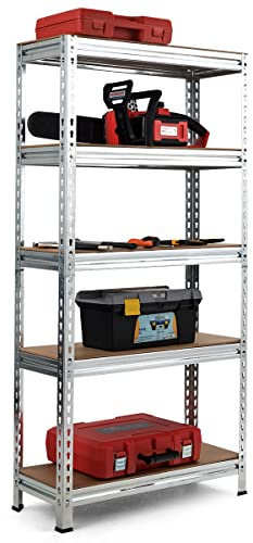 COSTWAY Scaffalature Metalliche a 5 Livelli, Scaffale per Garage Resistente con Ripiani Regolabili, Unità di Scaffalature Combinazioni Libere, 75x30x150 cm, Carico 500kg