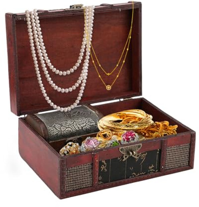 DriKou Schmuckschatulle aus Holz, Aufbewahrungsbox im Vintage-Stil im chinesischen Stil mit handgeschnitztem, vielseitig verwendbarem, kleinem, praktischem Schmucketui mit Deckel für Schmuck, Bücher