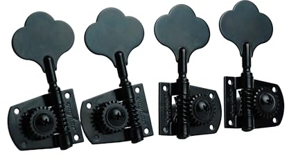 Guyker Testa della macchina per basso (2R + 2L) – rapporto 1:21 ingranaggi Open Frame Tuner Tuning Key Pegs di ricambio per chitarra elettrica jazz basso o strumenti di precisione, nero