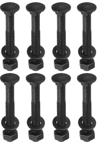 QUARKZMAN M10 x 70mm Schlossschrauben, 12 Stück Rundkopf-Vierkant-Hals-Schrauben, Flachrundschrauben Inklusive Unterlegscheiben und Muttern - Kohlenstoffstahl