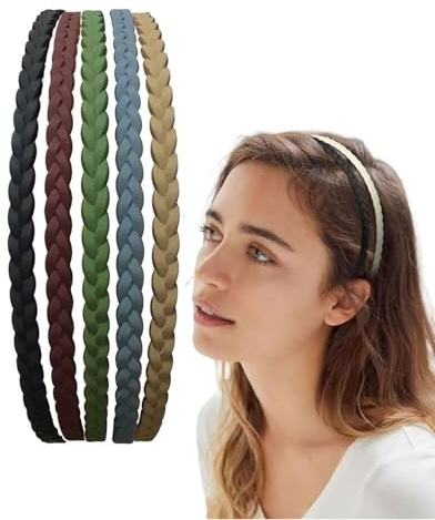 KGDUYC 5 Pièces Bandeaux Unis en Plastique Serre-têtes Headband Couleur Cheveux Hoop Antidérapants Bandeaux Cheveux pour Fille et Femm