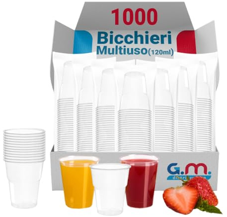 G.M. DISTRIBUZIONE 1000 Bicchieri Kristal da 120ml in Kristal PS Trasparente, Riutilizzabili, Per Caffè, Liquori, Amari, Vino, Superalcolici, Bicchieri Multiuso Riutilizzabili, Per Bar e Lounge Bar