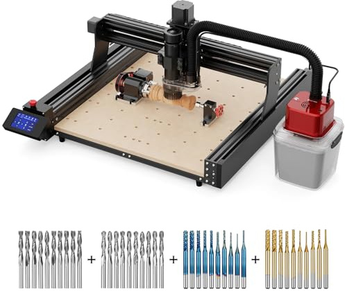 Twotrees TTC450 500W Router Máquina CNC de 3 ejes para grabar corte de MDF, madera maciza con 4 módulos de eje de aspirador fresas en extremo