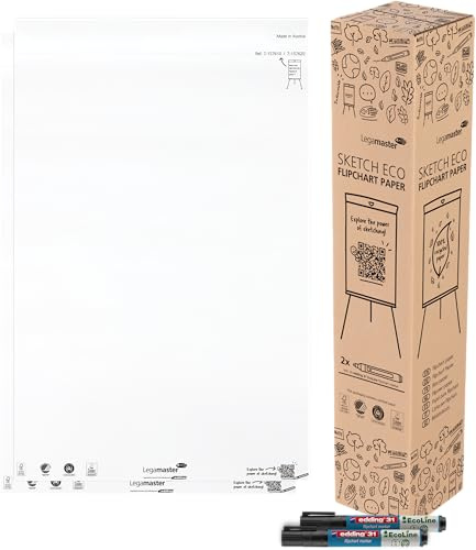 Legamaster SKETCH ECO flipchart pappersblock, 2 x 50 ark, inkl. 2 edding 31 EcoLine blädderblock