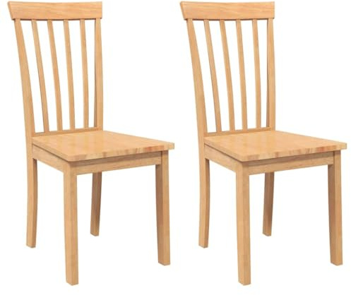 vidaXL Sedie da Pranzo 2 pz Naturale in Legno Massello di Hevea, sedia da pranzo, sedia da cucina, sedile da pranzo, sedia, sedia da soggiorno