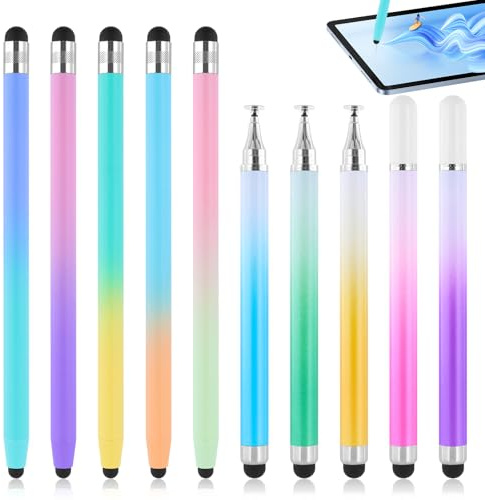 10PCS Universal Stylus Pens for Touch Screens for Ipad Android Pen 2 in 1 | With Round Pen Tips and Silicone Pen Tips High Precision Touch Screen Pen for Tablets Pens with Dual Tip for All Tablet Phone