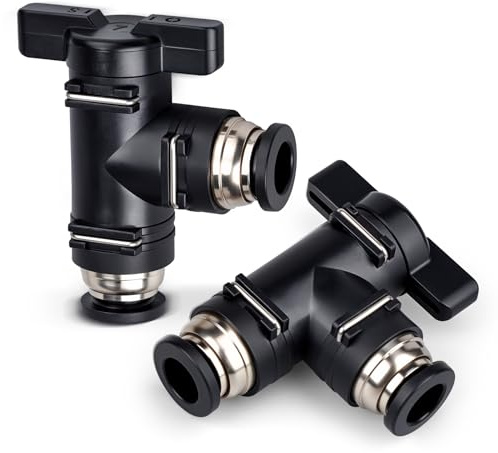 Bwintech 2 Stück 12mm Pneumatik-Kugelhahn mit Steckanschluss BUL Luftdurchfluss-Regelventil mit geradem Schnellanschluss Luftschlauchverschraubungen