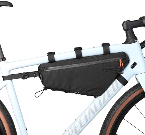 Rhinowalk Fahrrad-Dreieckstasche 2,9L – wasserdichte Rahmentasche mit YKK-Reißverschlüssen, Kabeldurchlass & Pumpenhalter – Für Trinksysteme geeignet – Schwarz/Weiß/Gelb