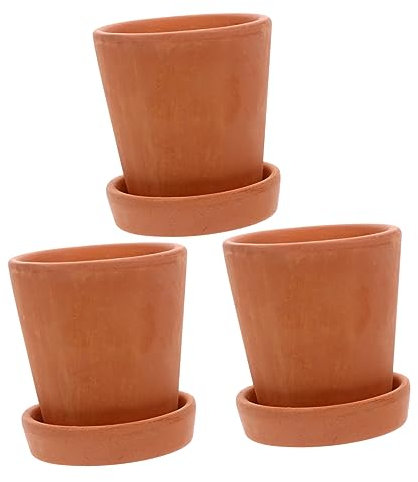 VICASKY 3 juegos de macetas suculentas de cerámica en macetas pintadas de arcilla roja con soporte de suelo para plantas pequeñas jardín y decoración de interiores