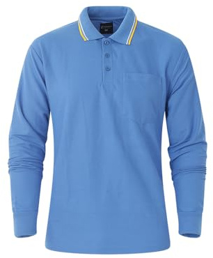Men's Long Sleeve Polo Shirt, Classic Cotton & Polyster, Formal and Casual Top with Multiple Colours, Tipped Collar with Pocket, M-3XL 2400/03