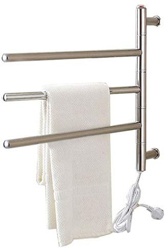 Scaldasalviette elettrico – Montaggio a parete in acciaio inox cromato con 3 barre girevoli 560 x 450 mm efficiente bagno asciugatura e calore perfetto accessorio per la casa per un comfort